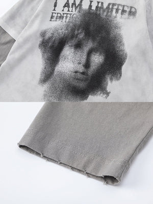 Double sleeve shirt – Portrait print and cuff detail | XoKool
