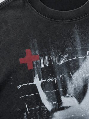 Angel graphic tee – collar and red cross close-up | XoKool