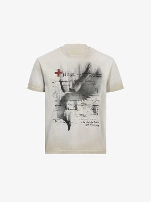 Washed Fallen Angel Graphic Tee – Cream, front flat | XoKool