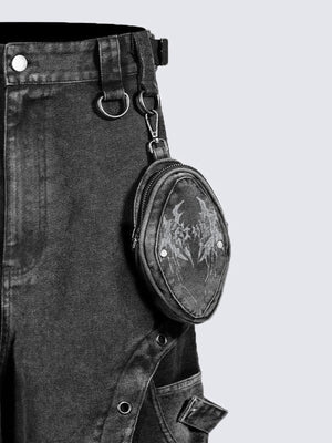 Washed Kleingeldtasche aus Kunstleder zum Anklippen – an der Hose, Seitenansicht | XoKool