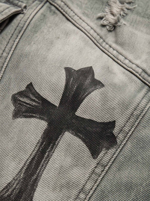 Gothic cargo pants – Cross print close-up | XoKool