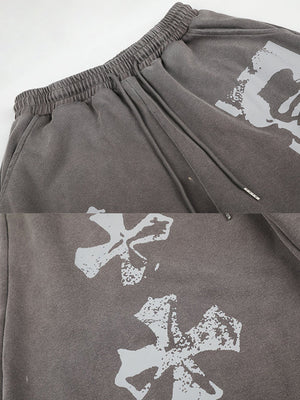 Gothic sweatpants – Waist and cross print close-up | XoKool