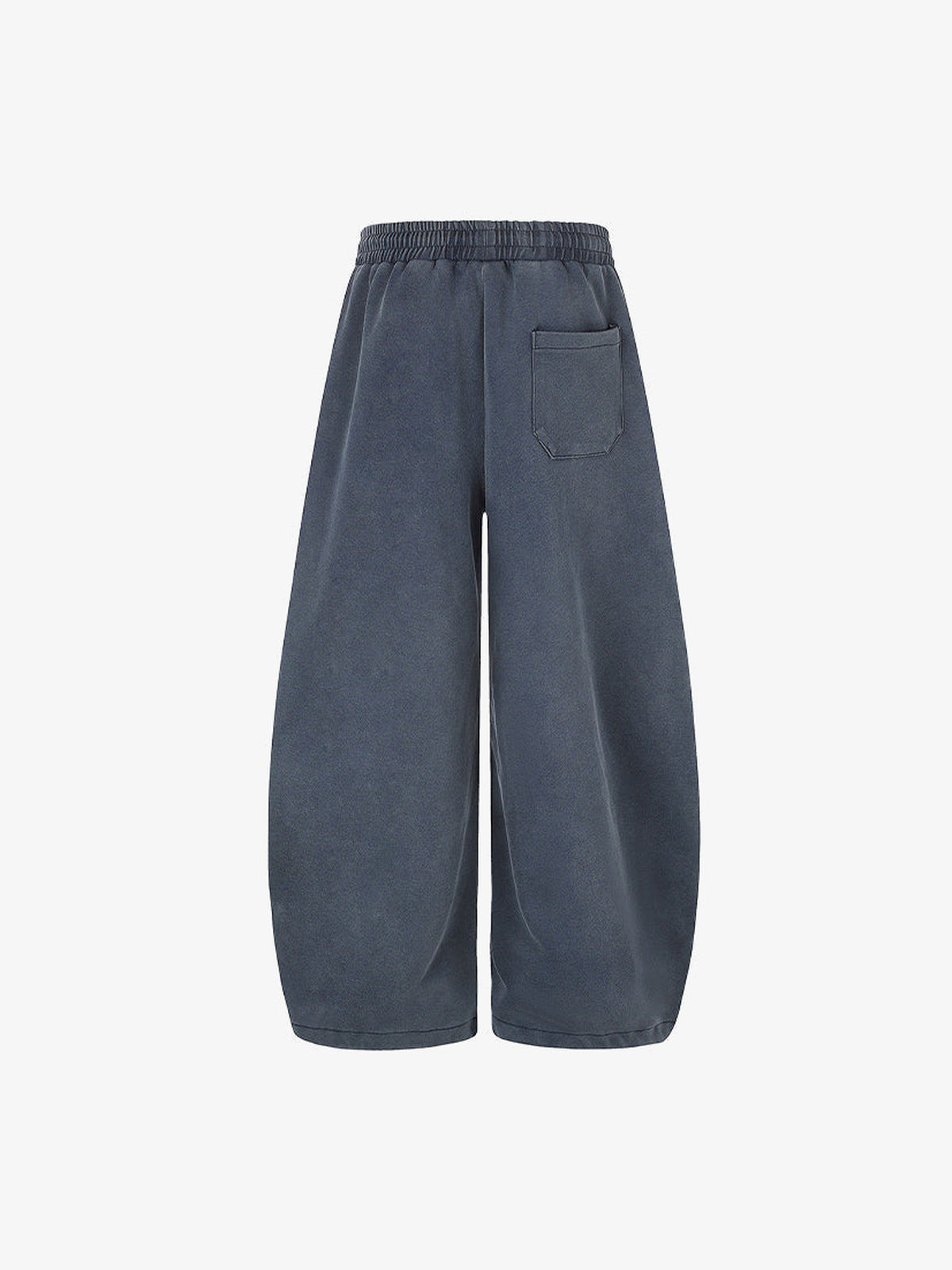 Washed Gothic Cross Print Wide Leg Sweatpants – Washed Navy, back flat | XoKool