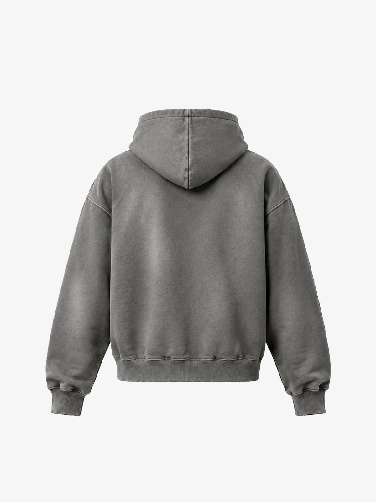 Hoodie con cierre y bordado gótico en gris lavado – vista trasera | XoKool