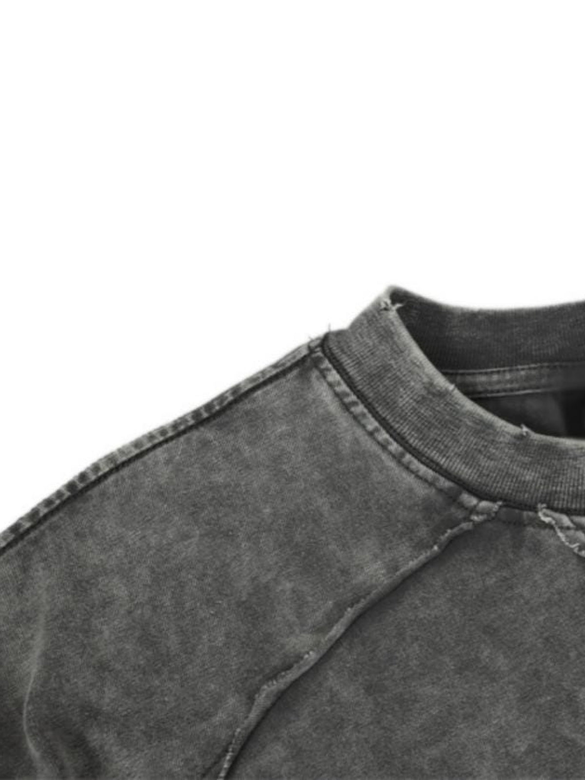 Raw seam long sleeve shirt – collar close-up | XoKool
