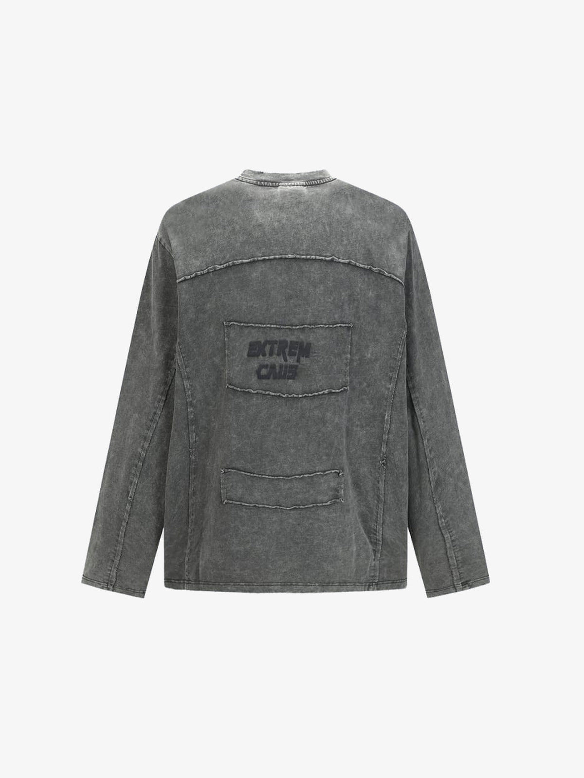 Raw seam long sleeve shirt – Grey, back view | XoKool