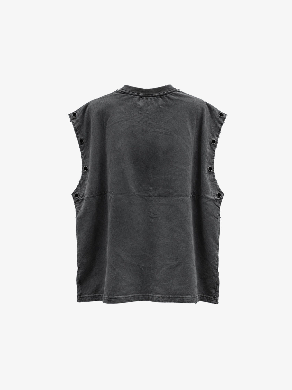 Washed Grey Tanktop mit Nieten und Gesichtsprint – Washed Grey, Rückseite flach | XoKool