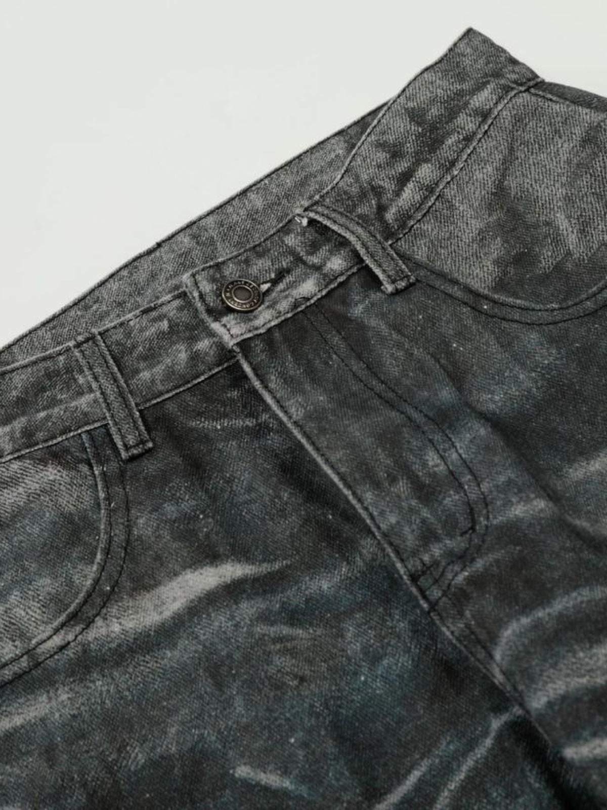 Graue Wide Leg Jeans – Bund im Detail | XoKool