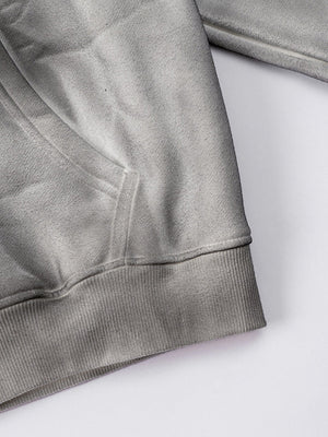 Grey zip up hoodie – pocket + cuff close-up | XoKool