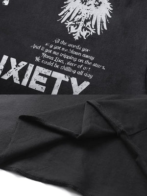 Grunge Long Sleeve Shirt – Black print and raw hem close-up | XoKool