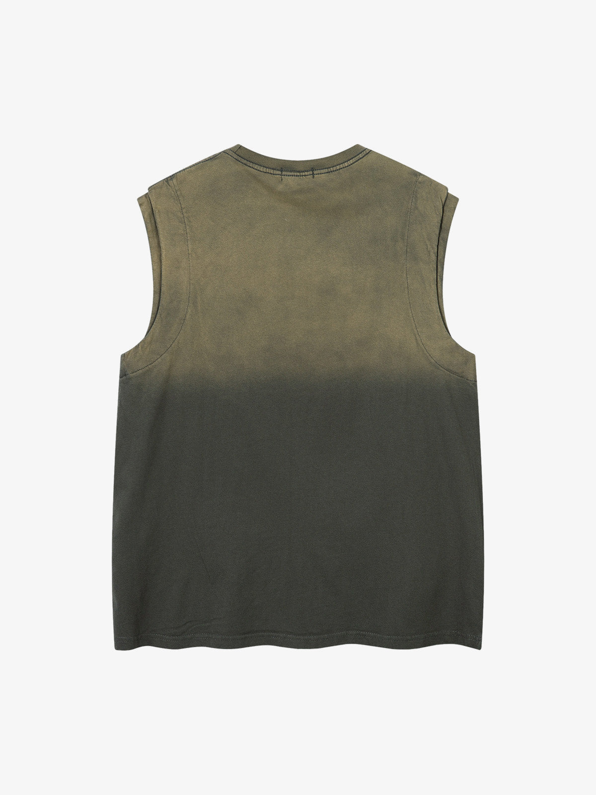 Camiseta sin mangas degradada con tachuelas – Verde oliva, vista trasera | XoKool
