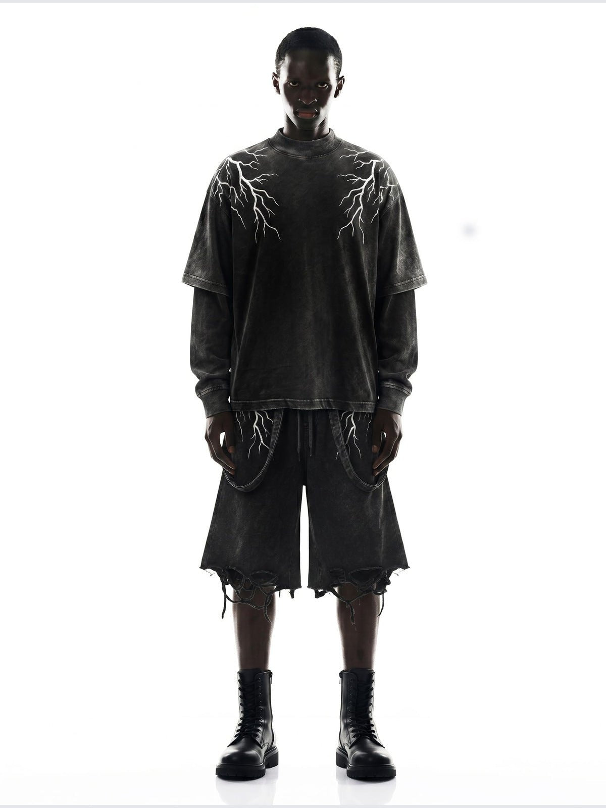 Layered lightning long sleeve – on model, front | XoKool