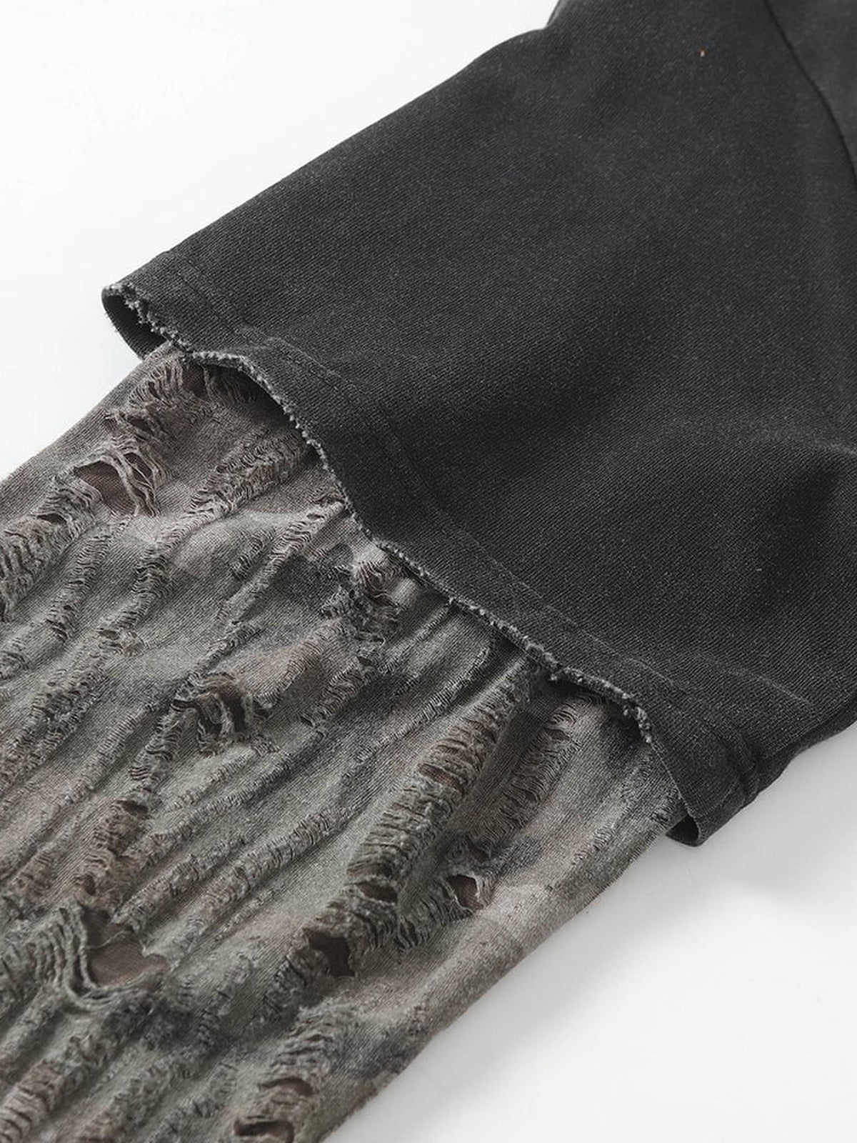 Shredded sleeve layered tee – sleeve layer close-up | XoKool