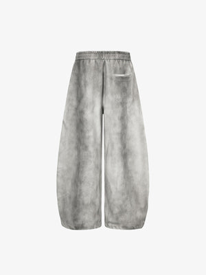 Washed Wide Leg Jogginghose mit Buchstaben-Print – Grau, Rückseite flach | XoKool