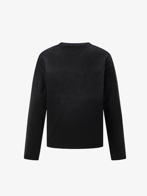 Washed long sleeve tee – Black, back | XoKool