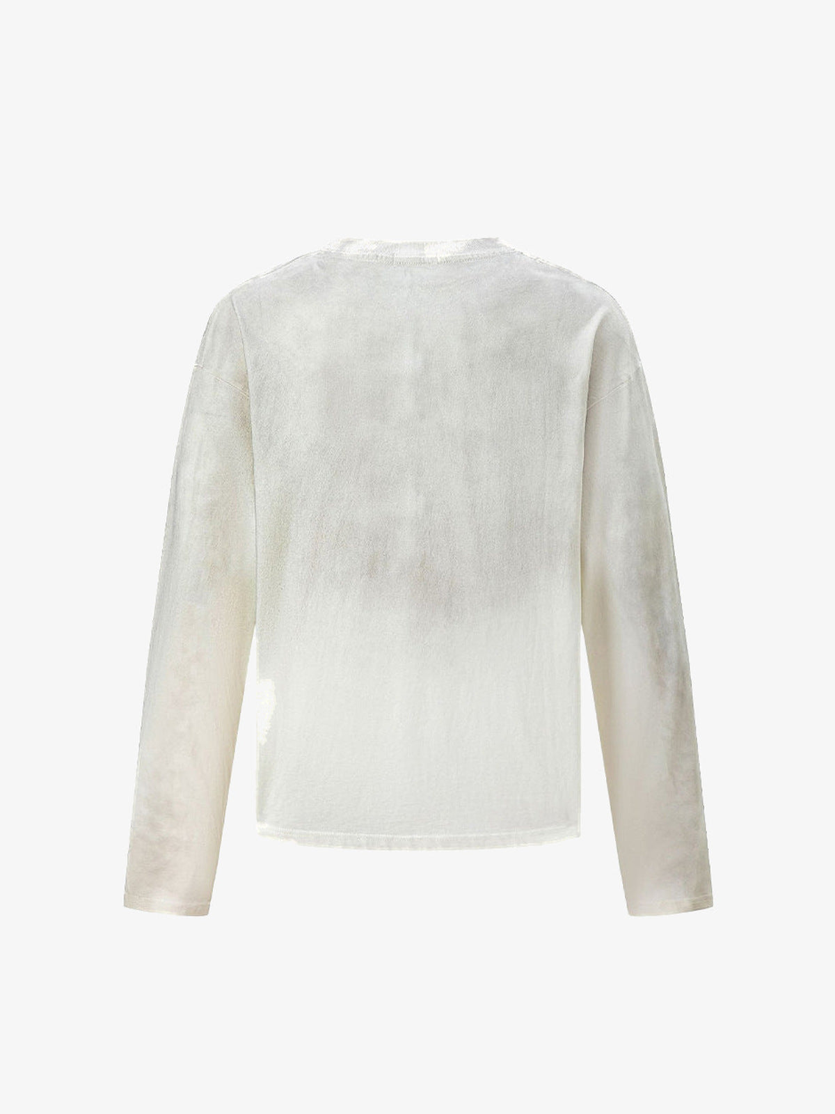 Washed Long Sleeve Tee with Faded Portrait Grid Print – Washed Cream, back | XoKool