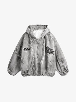 Padded patchwork jacket – Grey, front flat lay (alt) | XoKool