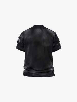 Eyelet strap punk tee – Washed Black, back view | XoKool