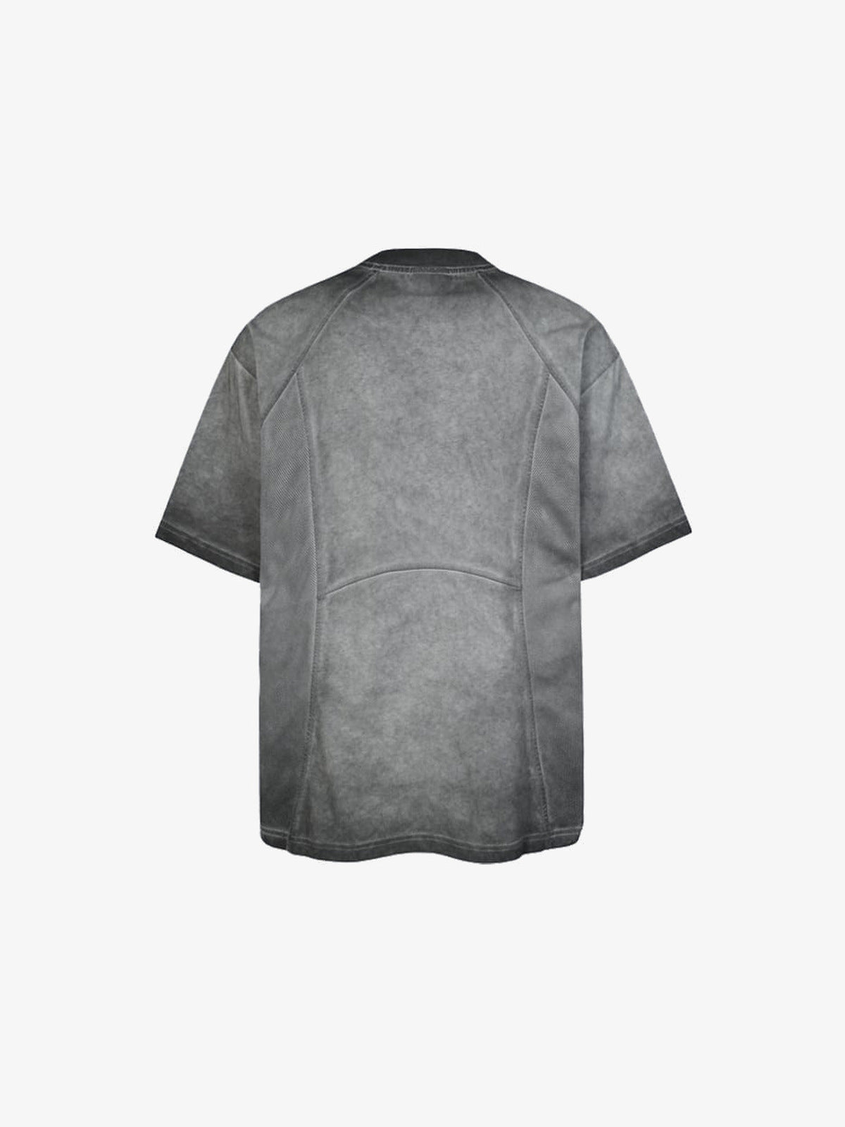 Washed Raglan T-Shirt with Mesh Side Panels – Grey, back view | XoKool