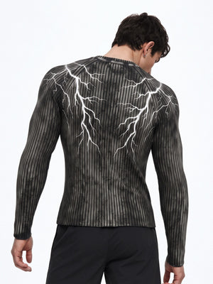 Washed Ribbed Lightning Bolt Knit Sweater – on model, back | XoKool