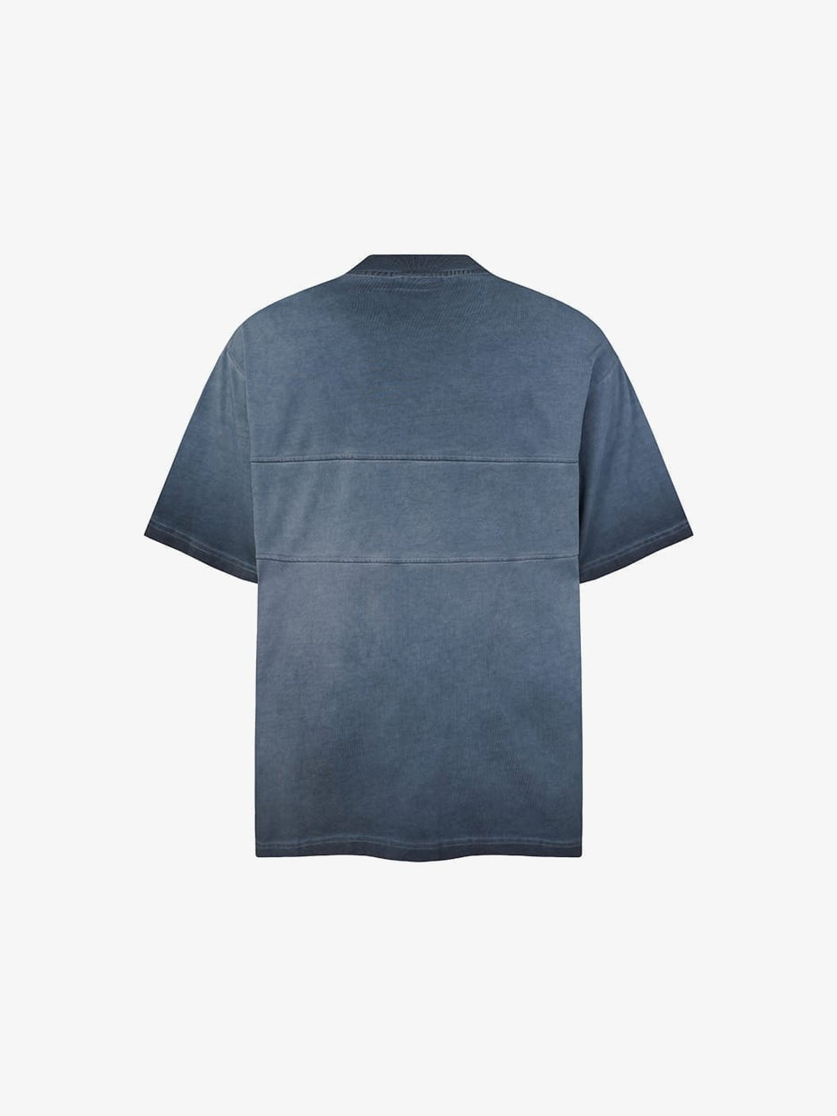 Camiseta henley de manga corta con efecto lavado y dos bolsillos con solapa – azul, vista trasera | XoKool