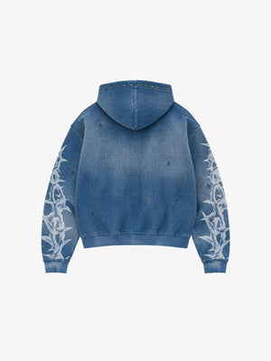 Thorn zip up hoodie – Blue, back view | XoKool