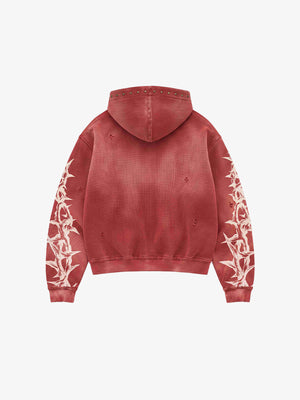 Thorn zip up hoodie – Red, back view | XoKool