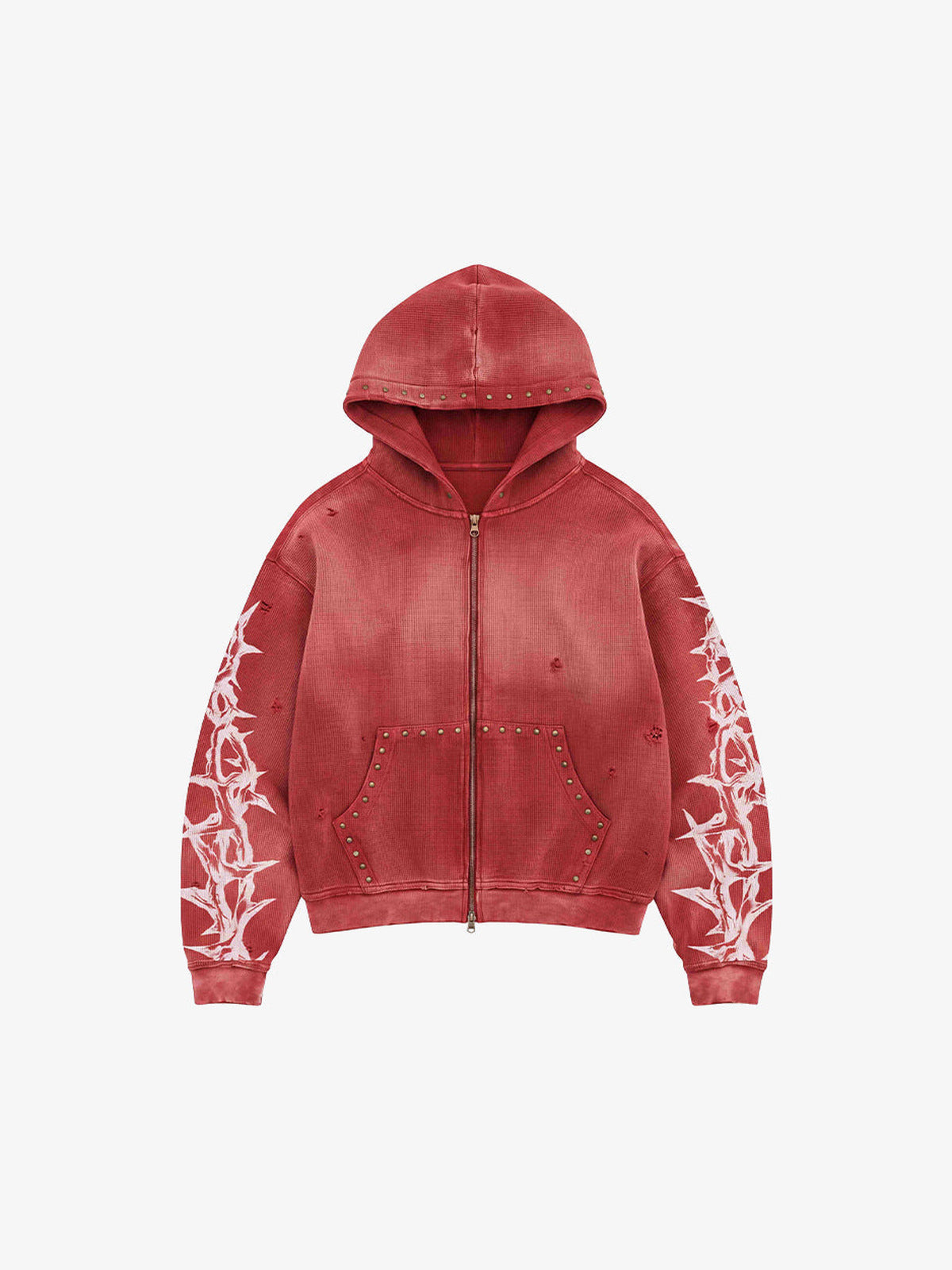 Thorn zip up hoodie – Red, front view | XoKool