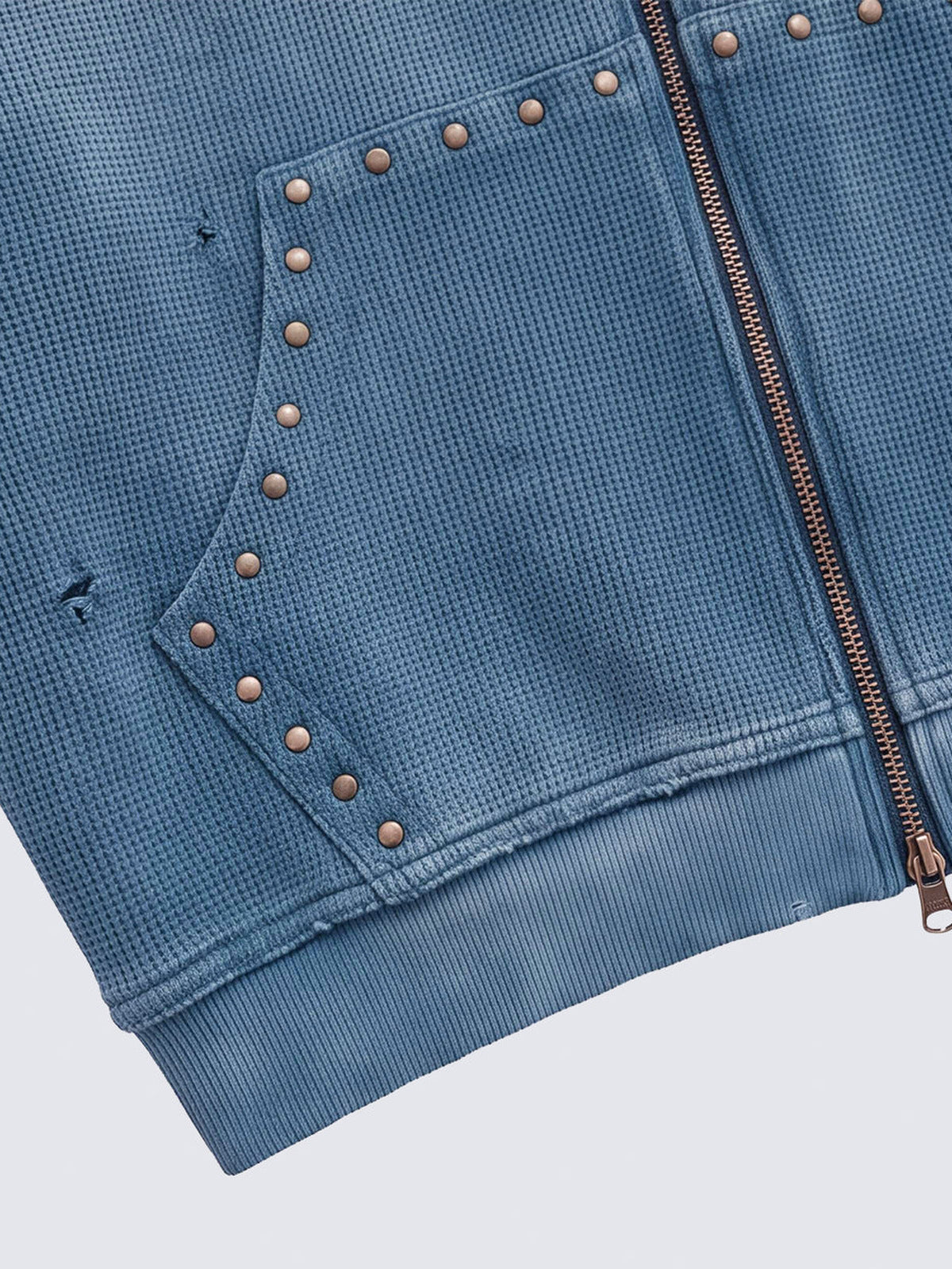 Thorn zip up hoodie – Studded pocket and zip close-up | XoKool