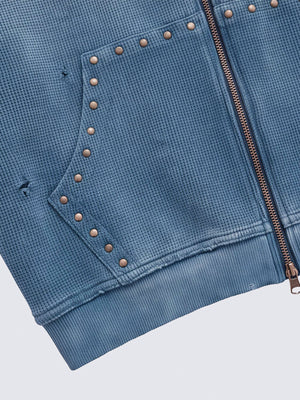 Thorn zip up hoodie – Studded pocket and zip close-up | XoKool