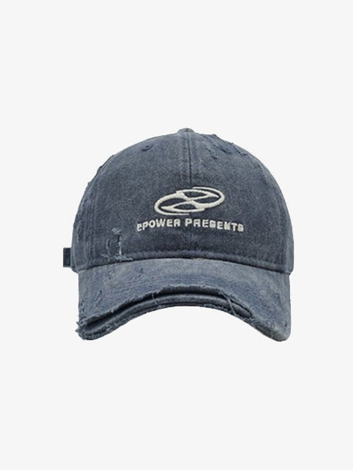 Washed Vintage Baseballcap mit Swirl-Stickerei – Blau, Vorderseite | XoKool