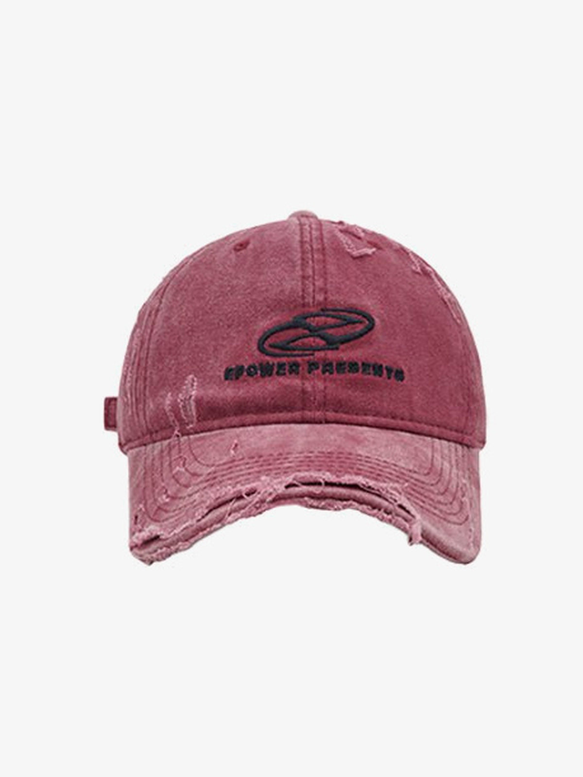 Washed Vintage Baseballcap mit Swirl-Stickerei – Rot, Vorderseite | XoKool