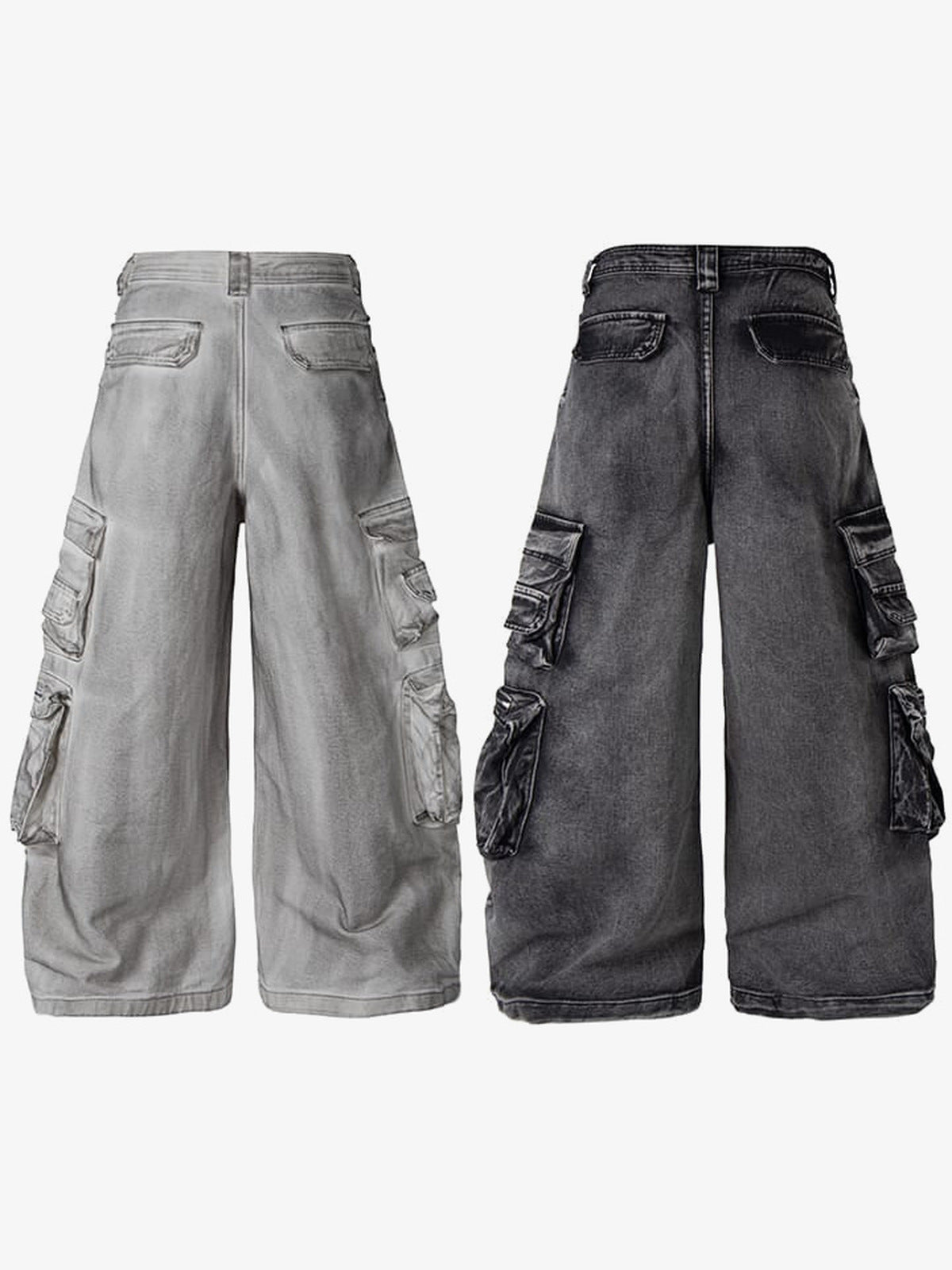 Jeans cargo de pierna ancha – ambos colores, espalda | XoKool