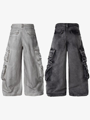 Jeans cargo de pierna ancha – ambos colores, espalda | XoKool
