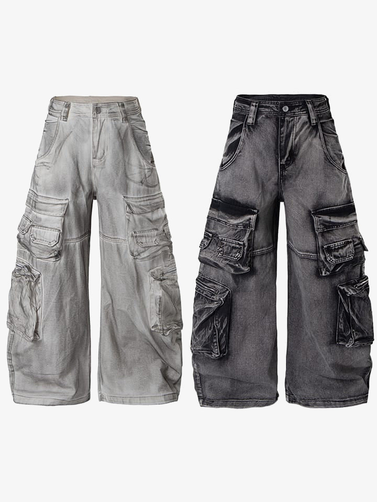 Jeans cargo de pierna ancha – ambos colores, frente | XoKool