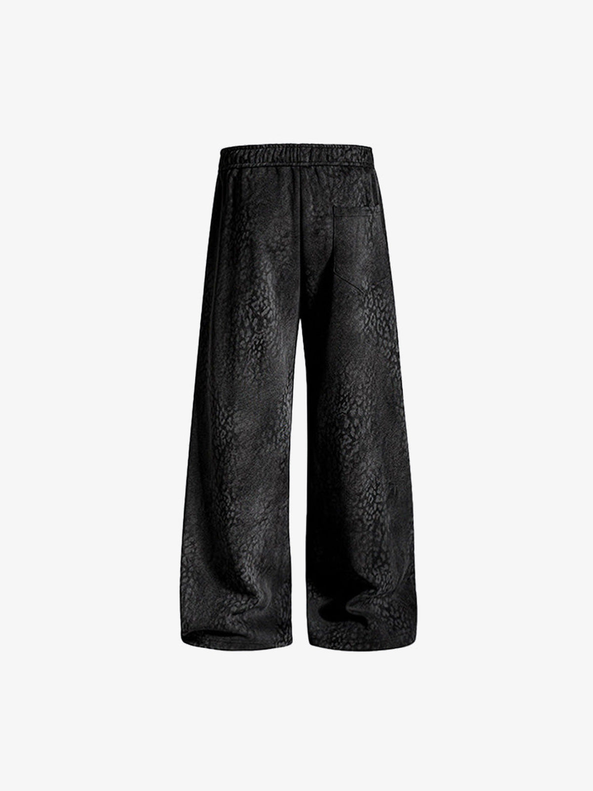 Washed Wide Leg Sweatpants with Star Print – Black, back flat | XoKool