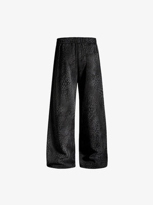 Washed Wide Leg Sweatpants with Star Print – Black, back flat | XoKool