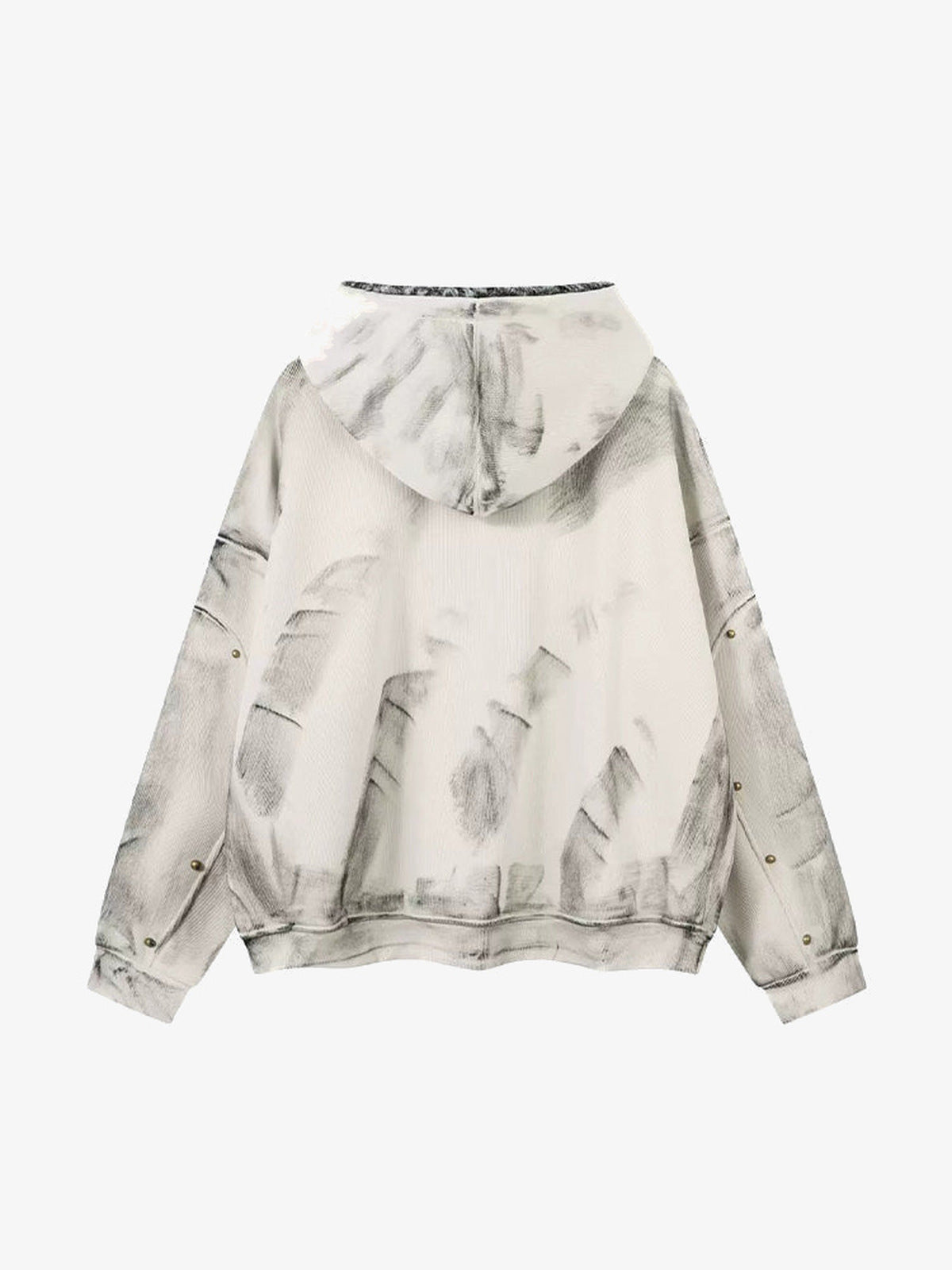 Washed Zip Hoodie mit Kunstfell-Kapuze – Creme, Rückansicht | XoKool