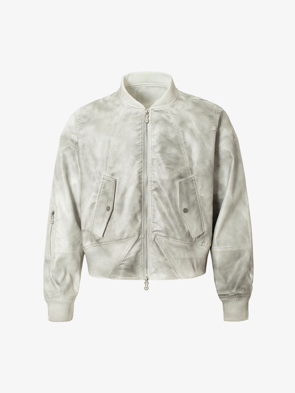 Off-White Distressed Bomberjacke aus Kunstleder – Off-White, Vorderansicht | XoKool