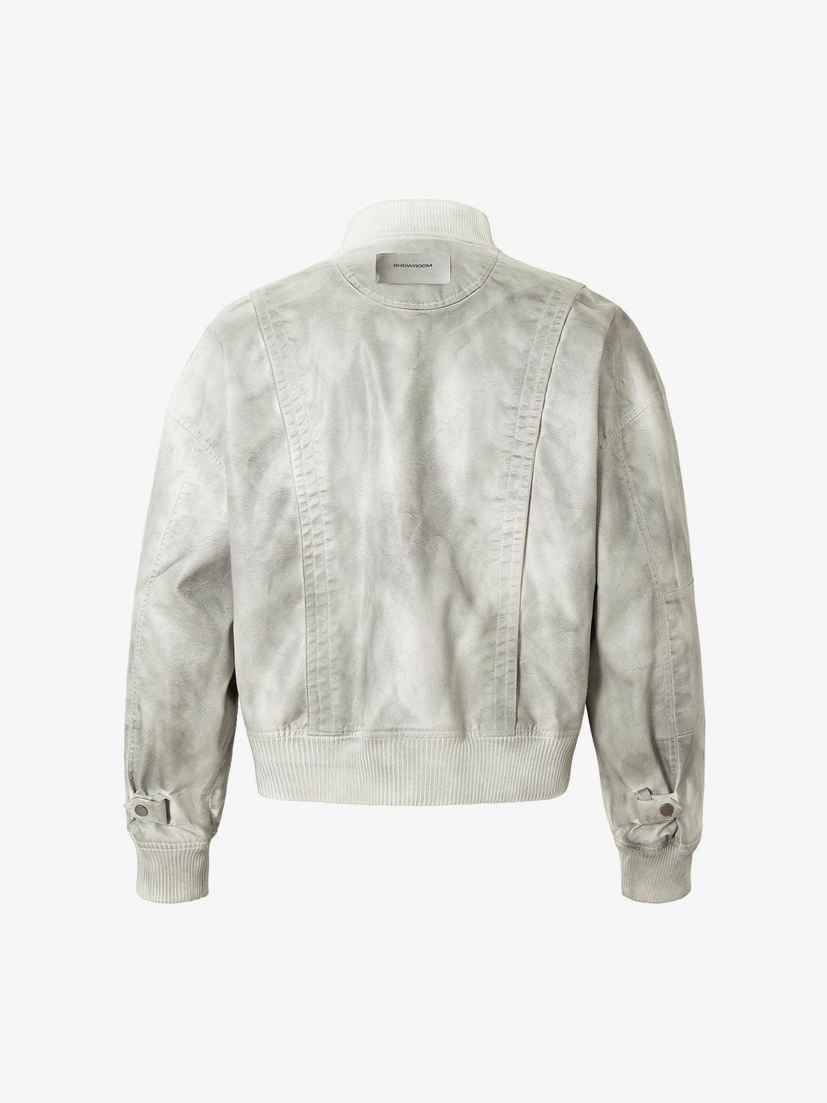 Off-White Distressed Bomberjacke aus Kunstleder – Rückansicht | XoKool