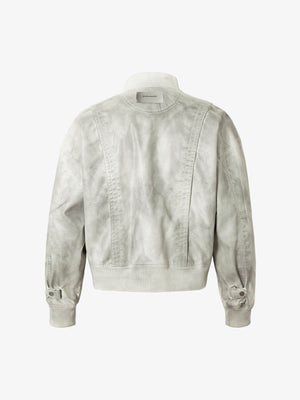 Off-White Distressed Bomberjacke aus Kunstleder – Rückansicht | XoKool