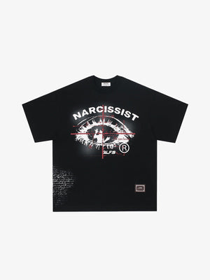White Eye Graphic Oversized Tee – Black, front view | XoKool