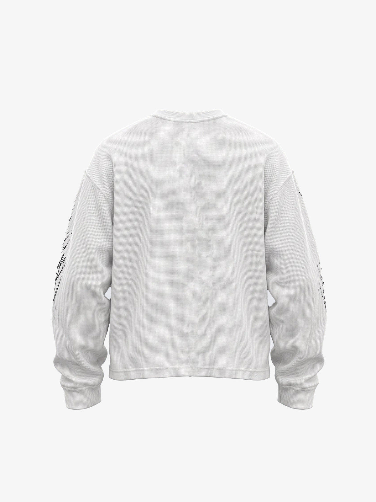 White Thermal Long Sleeve Shirt with Brush Print – back view | XoKool