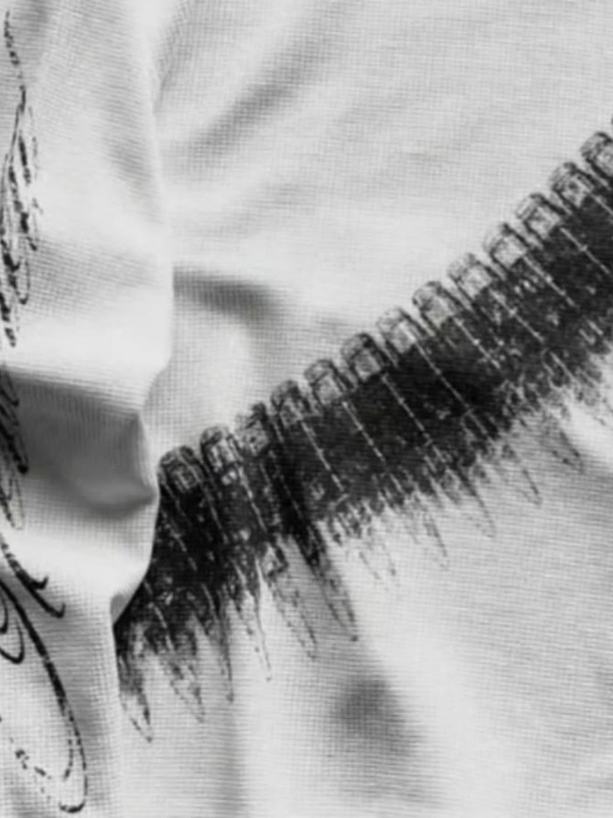 White Thermal Long Sleeve Shirt with Brush Print – graphic close-up on fabric | XoKool