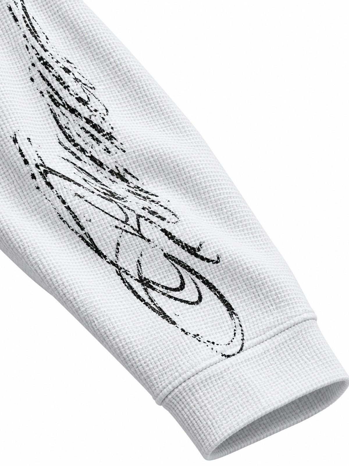 White waffle long sleeve tee – sleeve script and cuff detail | XoKool