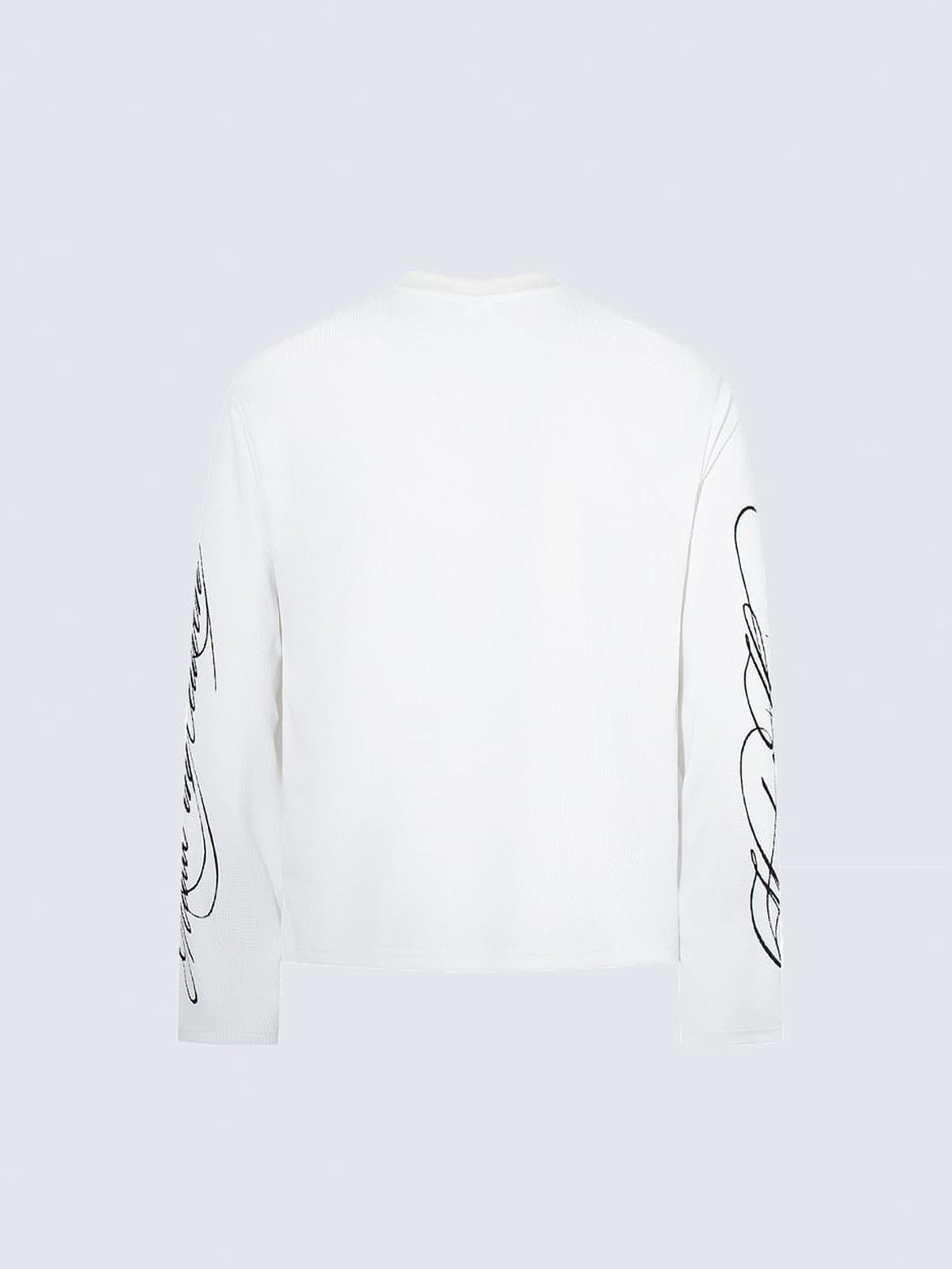 White Waffle Knit Long Sleeve Eagle Graphic Tee – back view | XoKool
