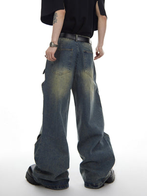 Wide Leg Cut Out Jeans in Blue or Black – Blue, on model, back | XoKool