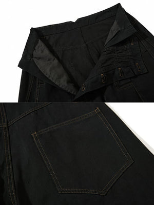 Lace up pants – Black, fly and back pocket close-up | XoKool