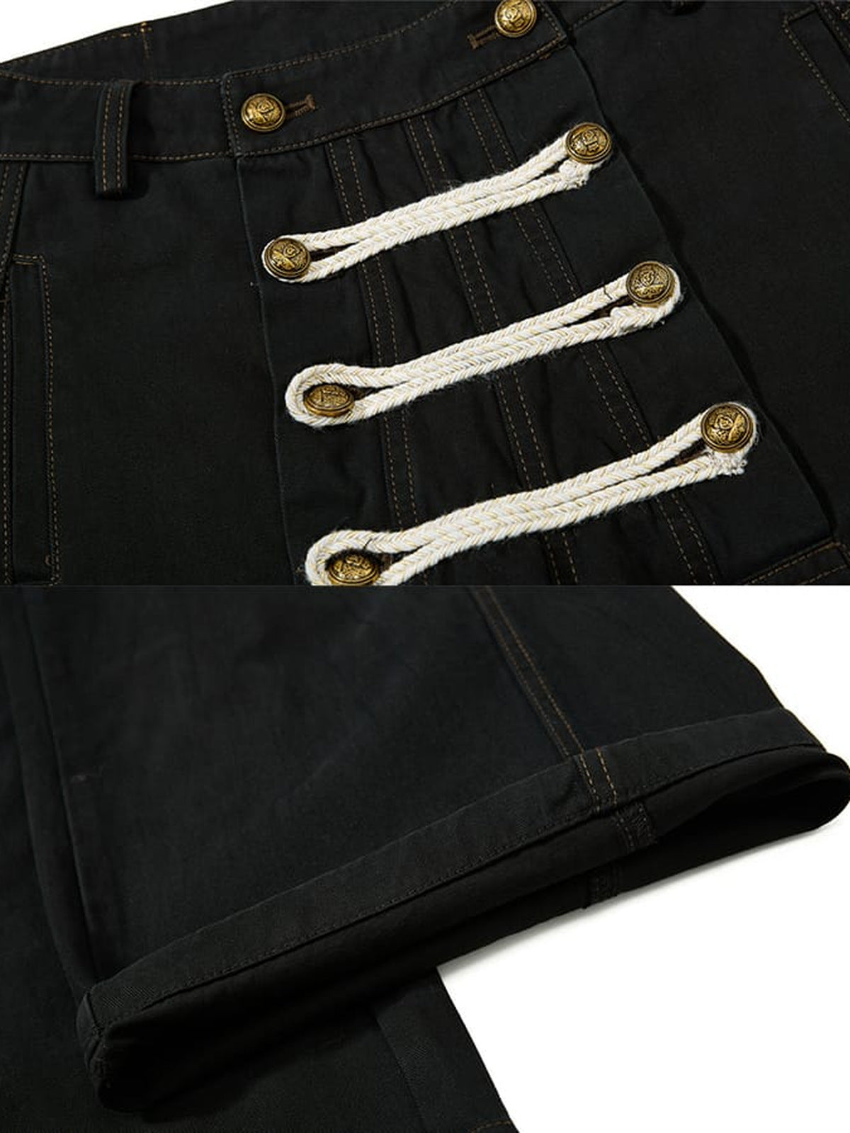 Lace up pants – Black, lace and hem close-up | XoKool