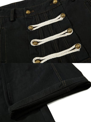 Lace up pants – Black, lace and hem close-up | XoKool